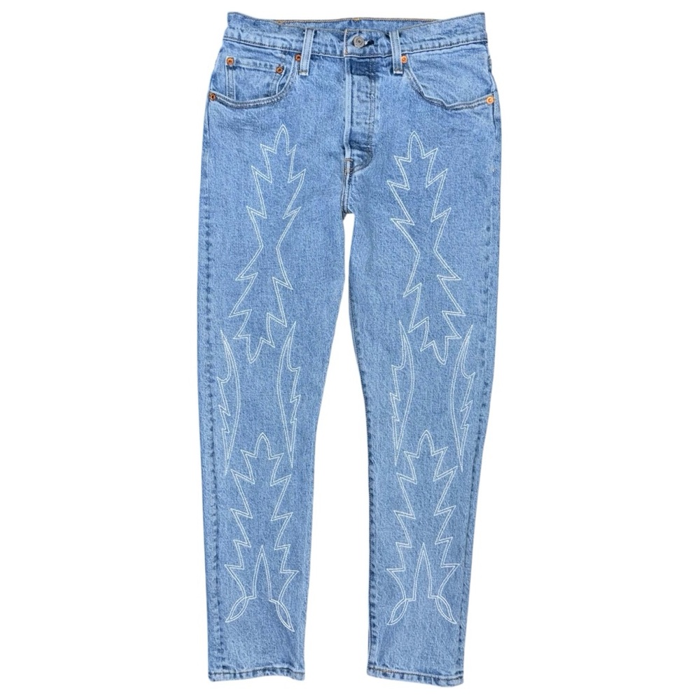 Levi’s Premium 501 Skinny Stretch Jeans 27 x 28 Del Norte Embroidered Western